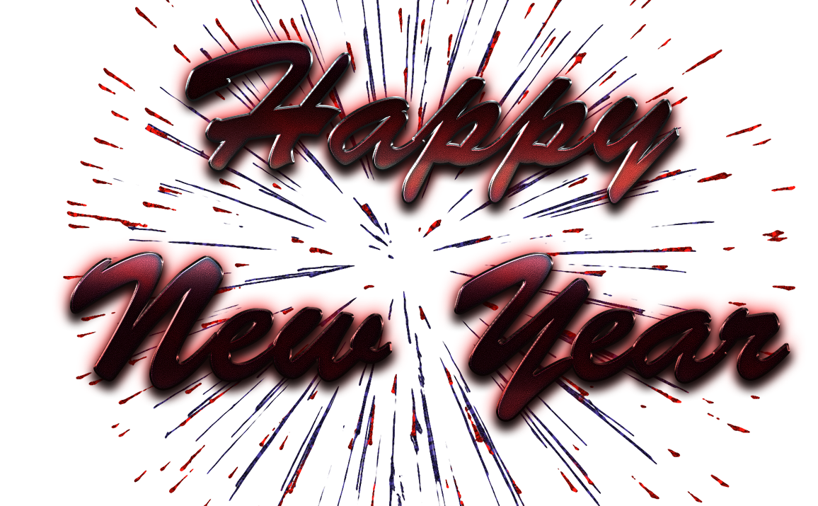 Happy New Year Word Art PNG Pic