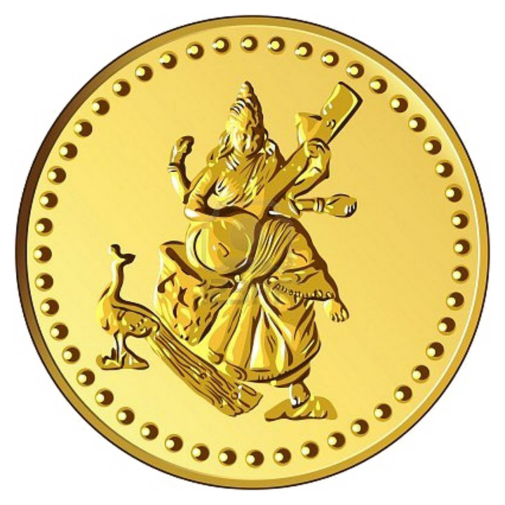 Лакшми золотая монета PNG картина