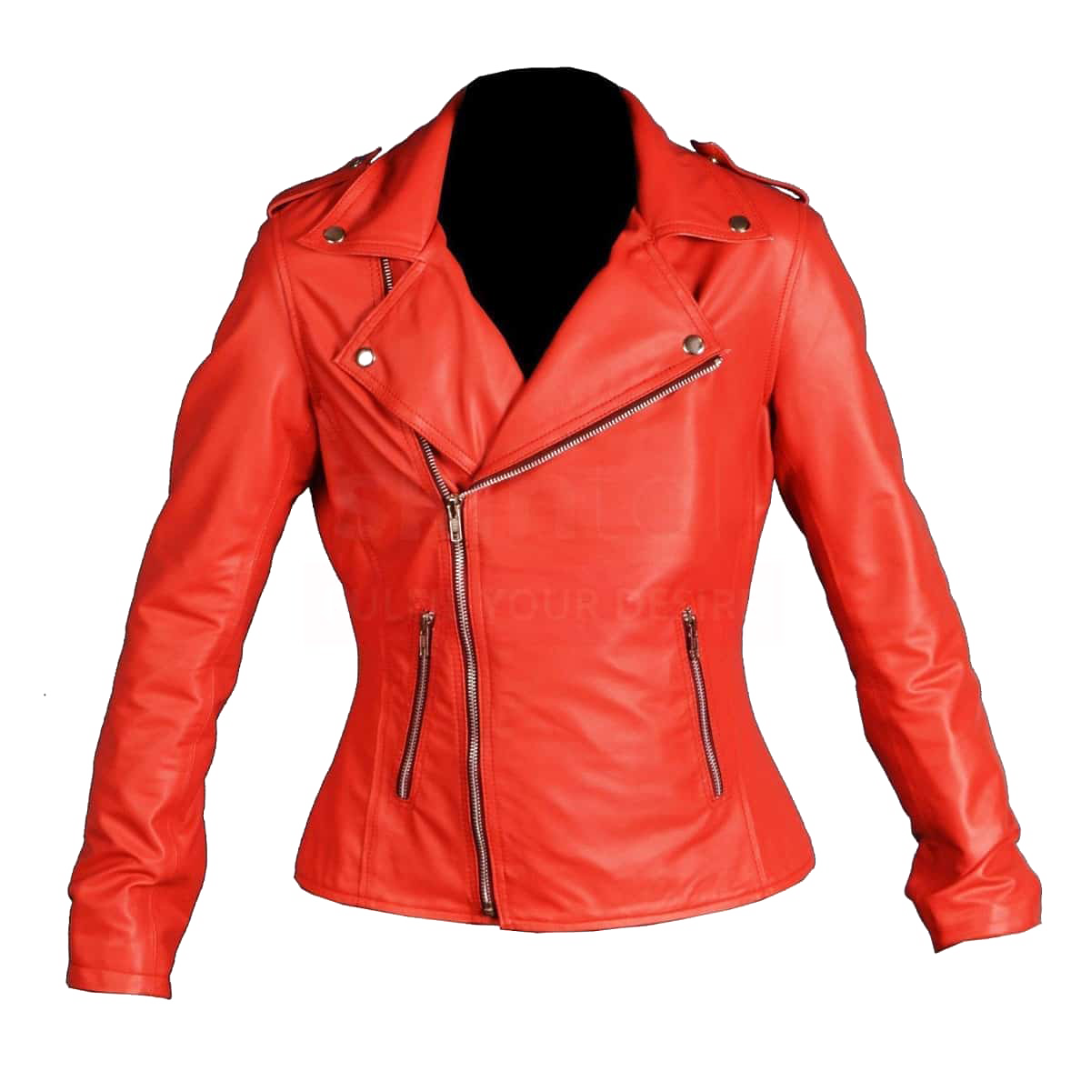 Red Leather Jacket PNG High-Quality Image