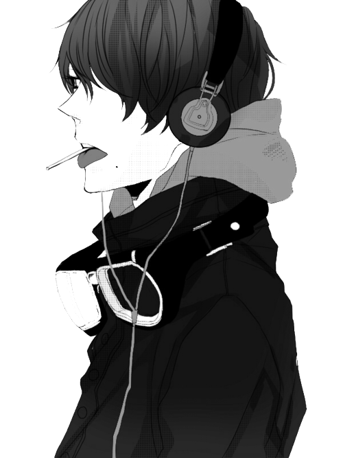 Download Animeboy Anime Boy Piercing Black Loser Whitehair  Anime Boy Black  And White PNG Image with No Background  PNGkeycom