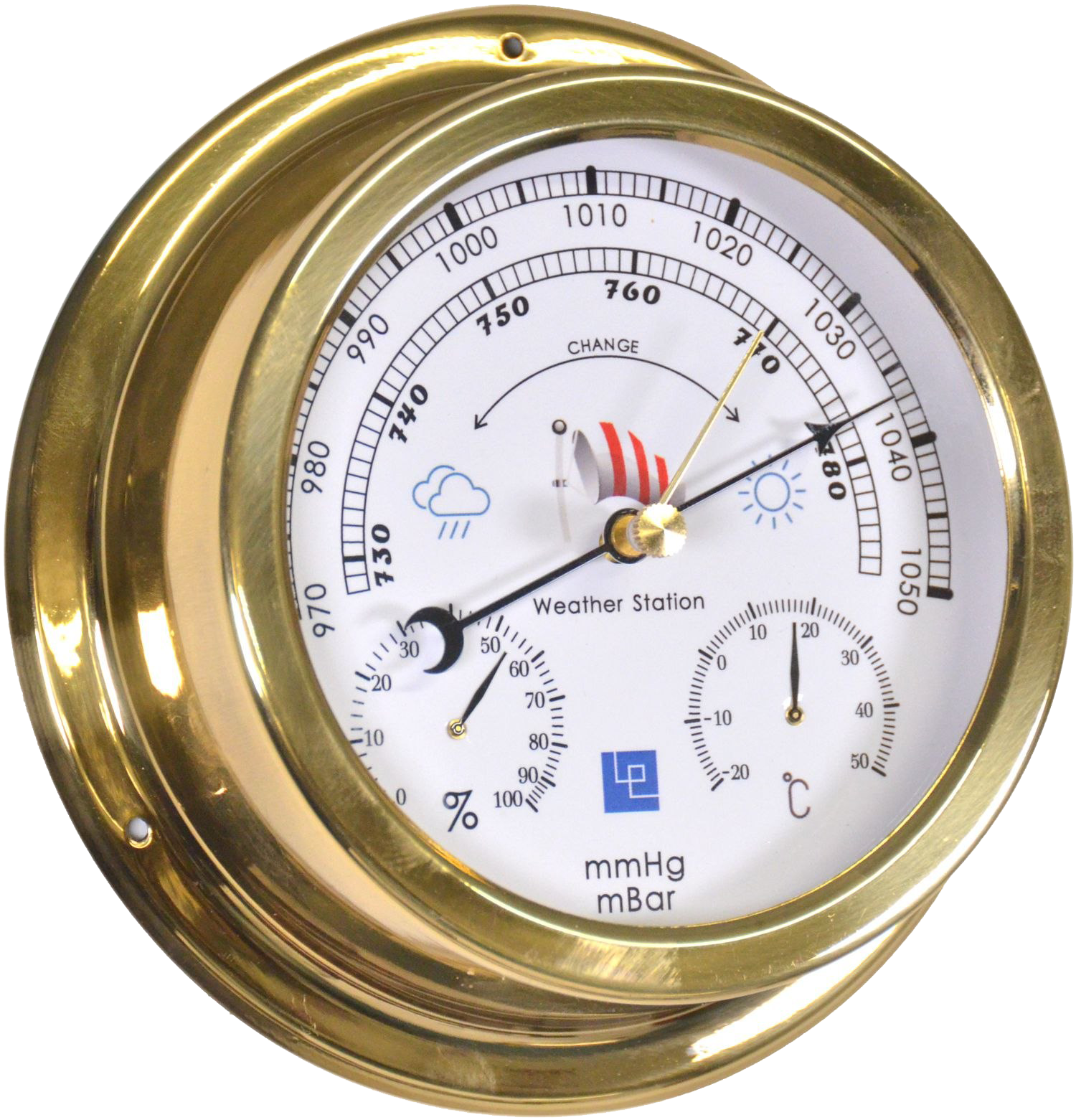 Brass barometer PNG Foto