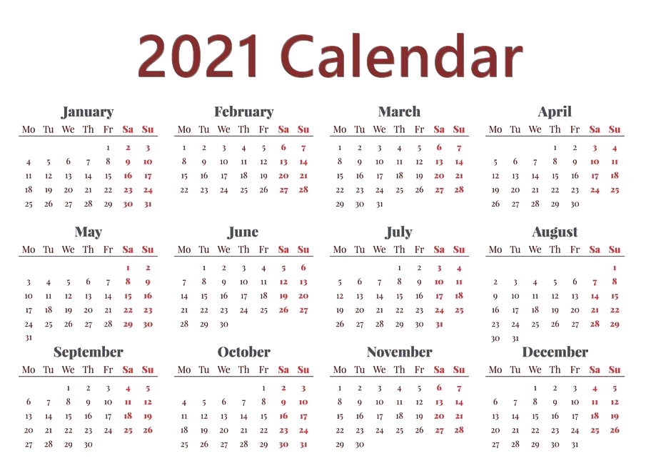 Calendar 2021 PNG Download Image