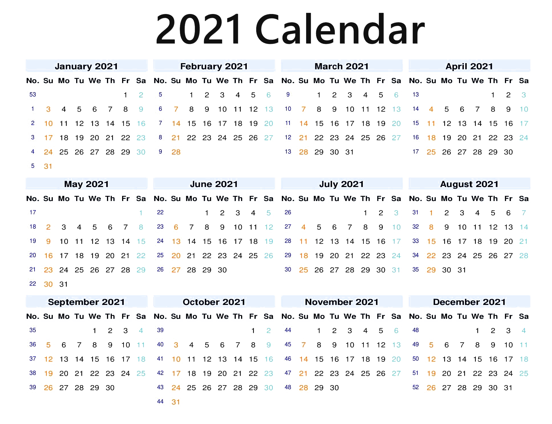 Calendar 2021 PNG Image Background