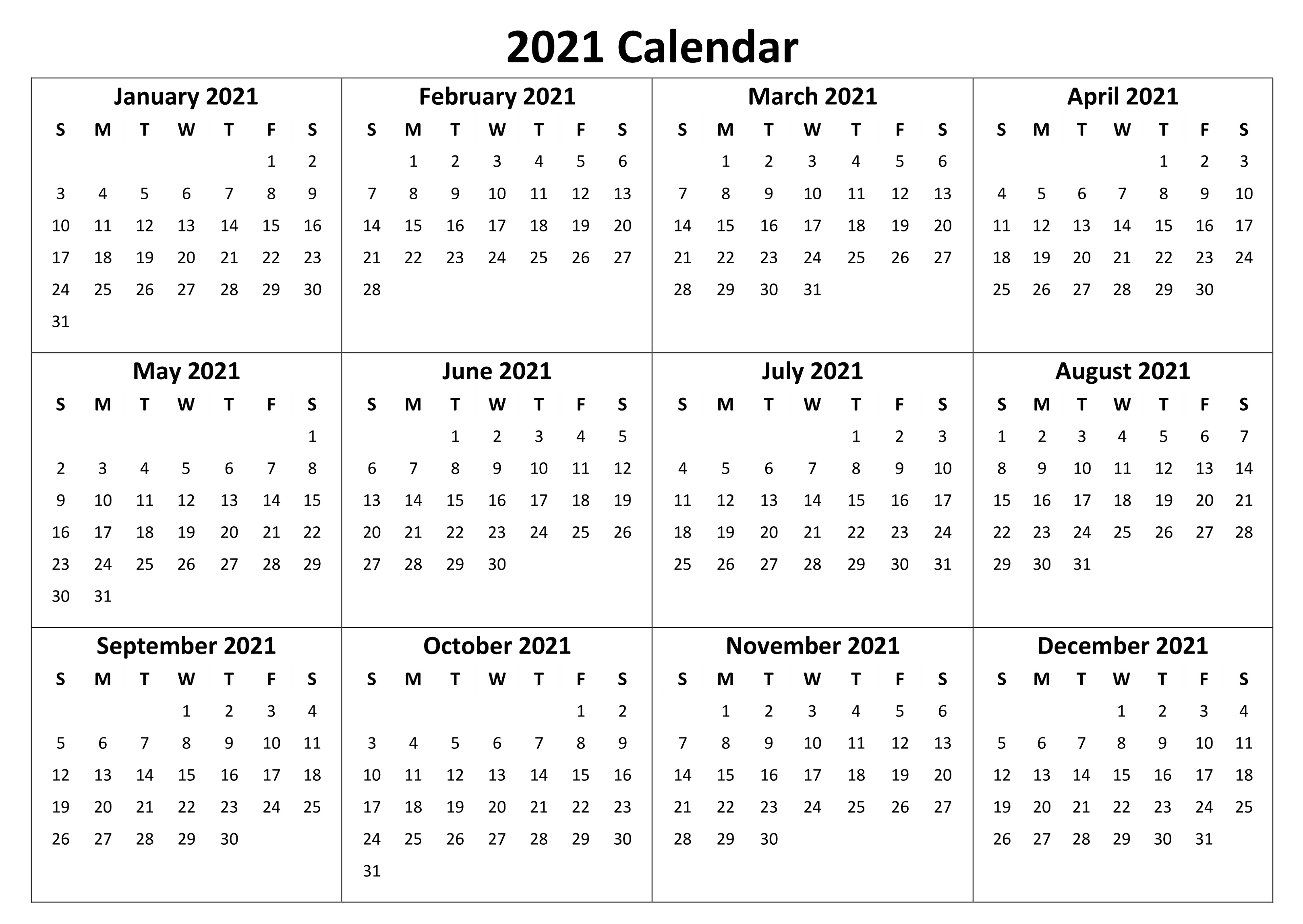 Calendário 2021 imagens transparentes