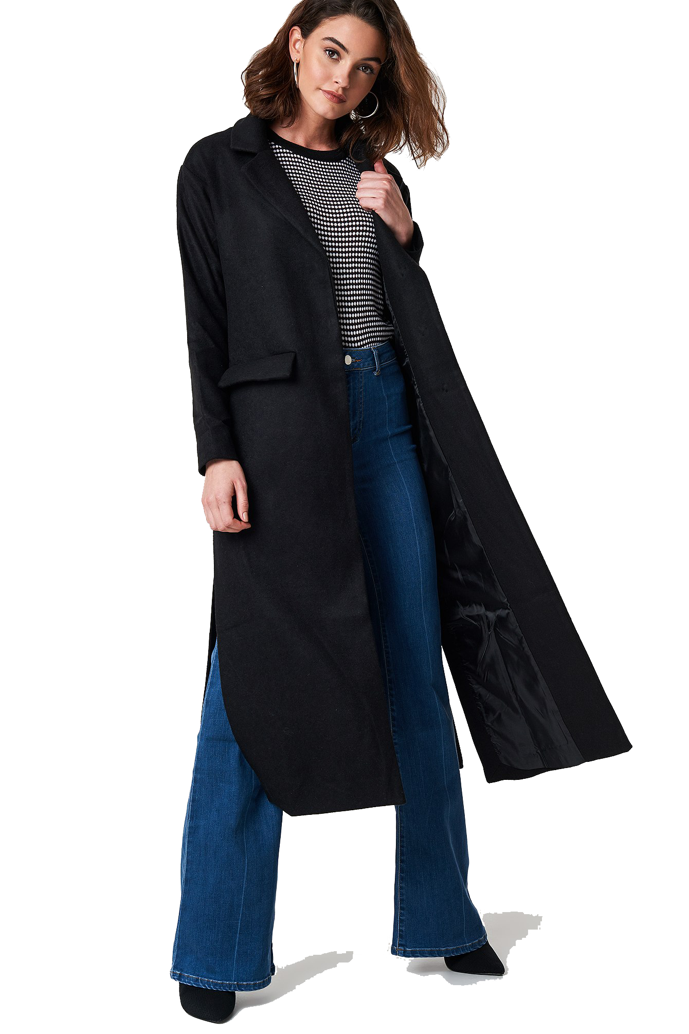 Mulheres longas casaco transparente imagem