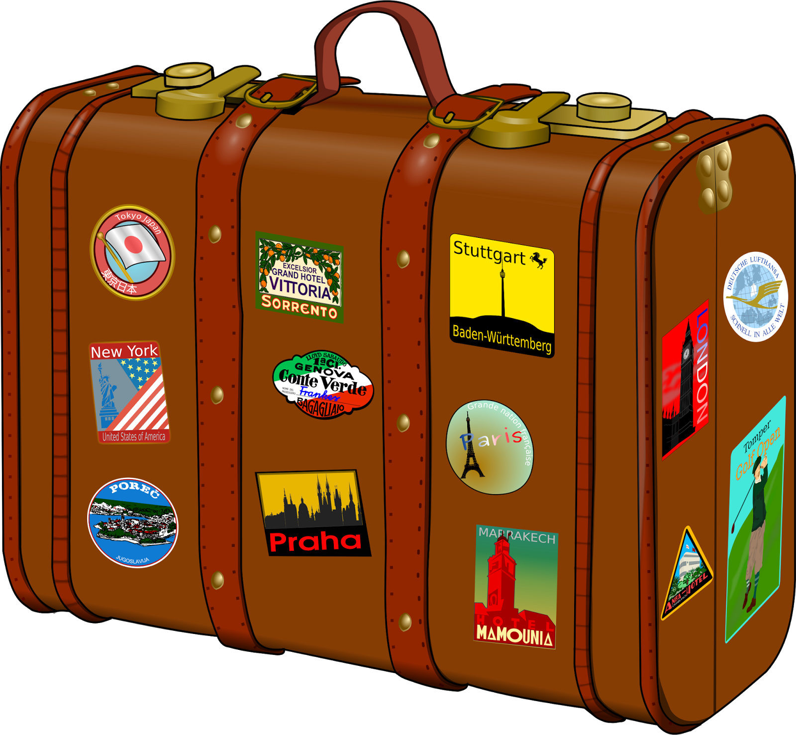 Brown Travel Suitcase PNG High-Quality Image