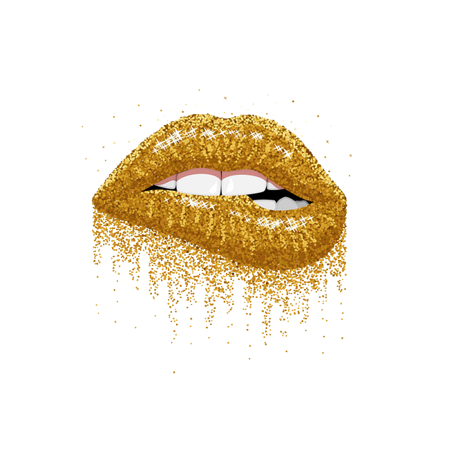 Glitter Gold Lips PNG Transparent Image
