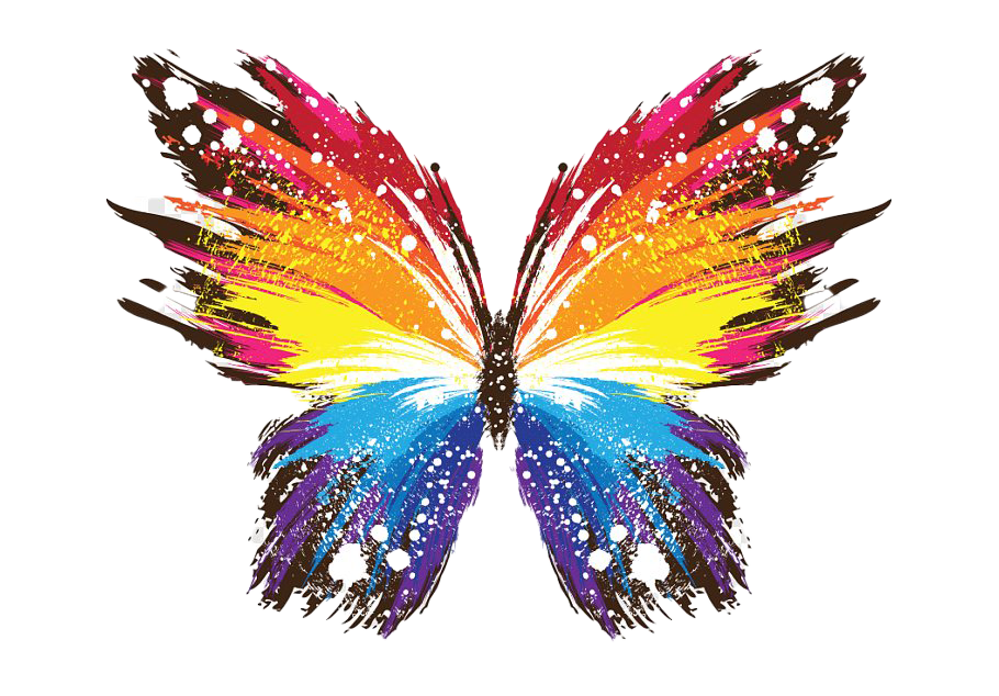 Rainbow Glowing Butterfly PNG Download Image