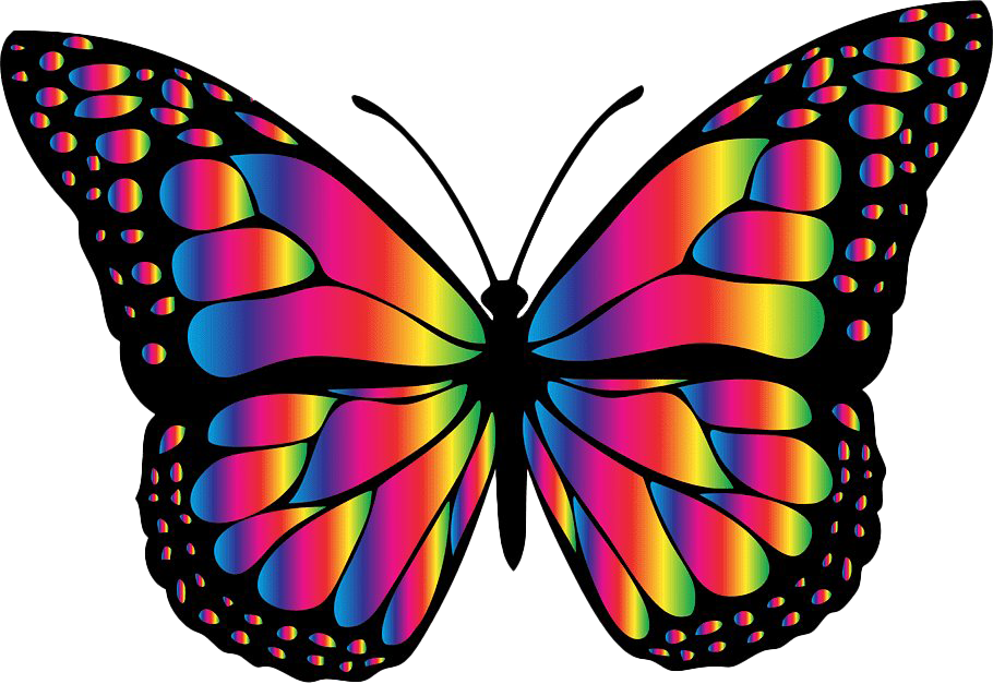 Rainbow Glowing Butterfly PNG Free Download