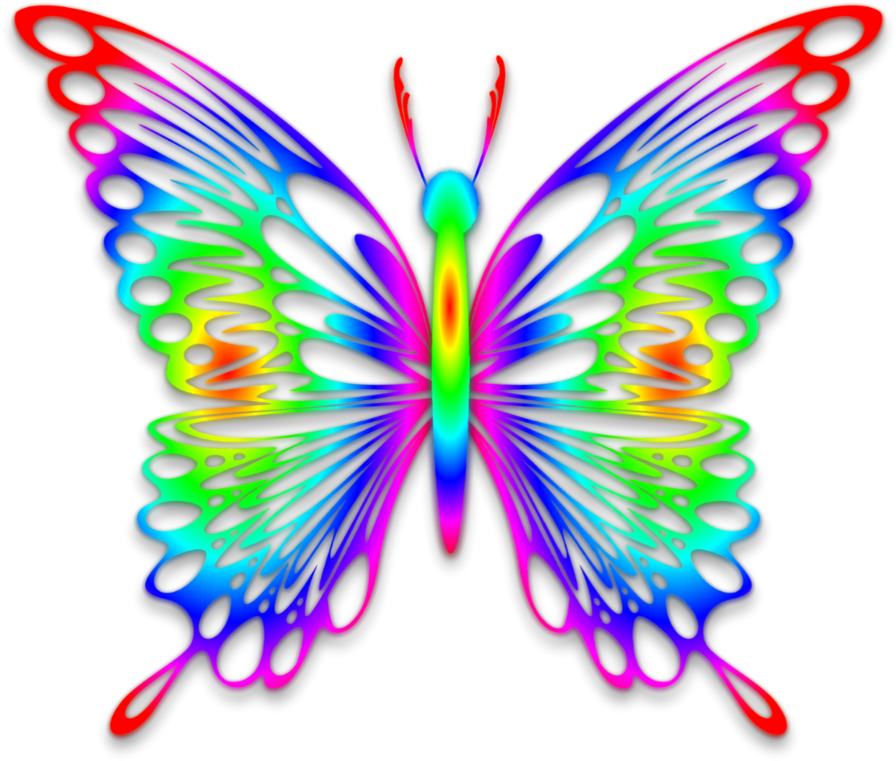 Rainbow Glowing Butterfly PNG Transparant Beeld