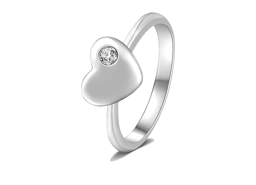 Серебряное сердце кольцо PNG Image