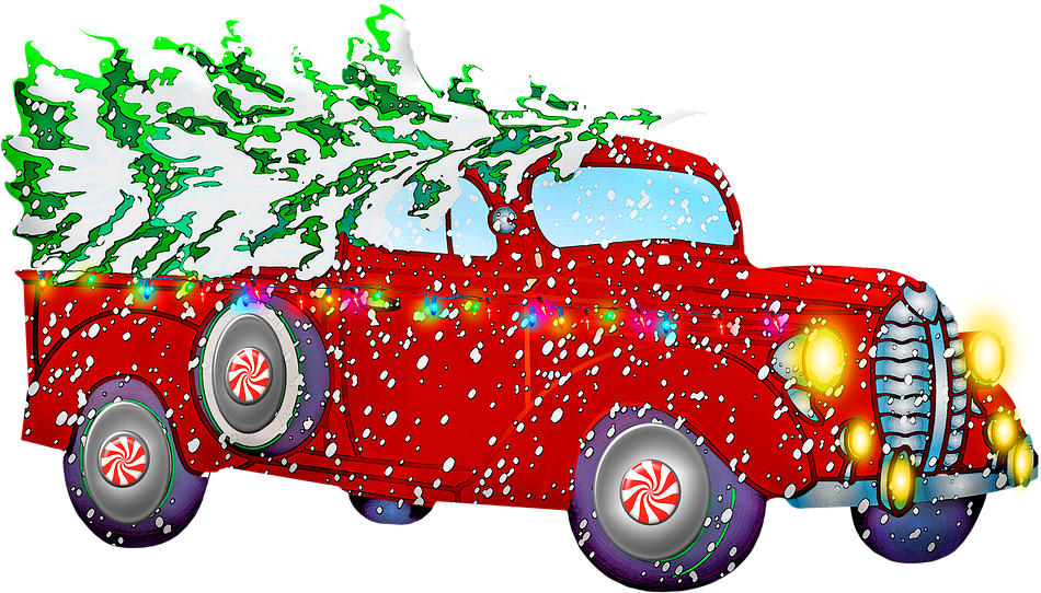 Red Christmas Car PNG High-Quality Image