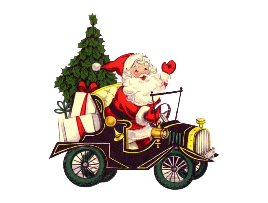 Red Christmas Car PNG Image