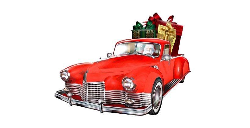 Red Christmas Car PNG Transparent Image