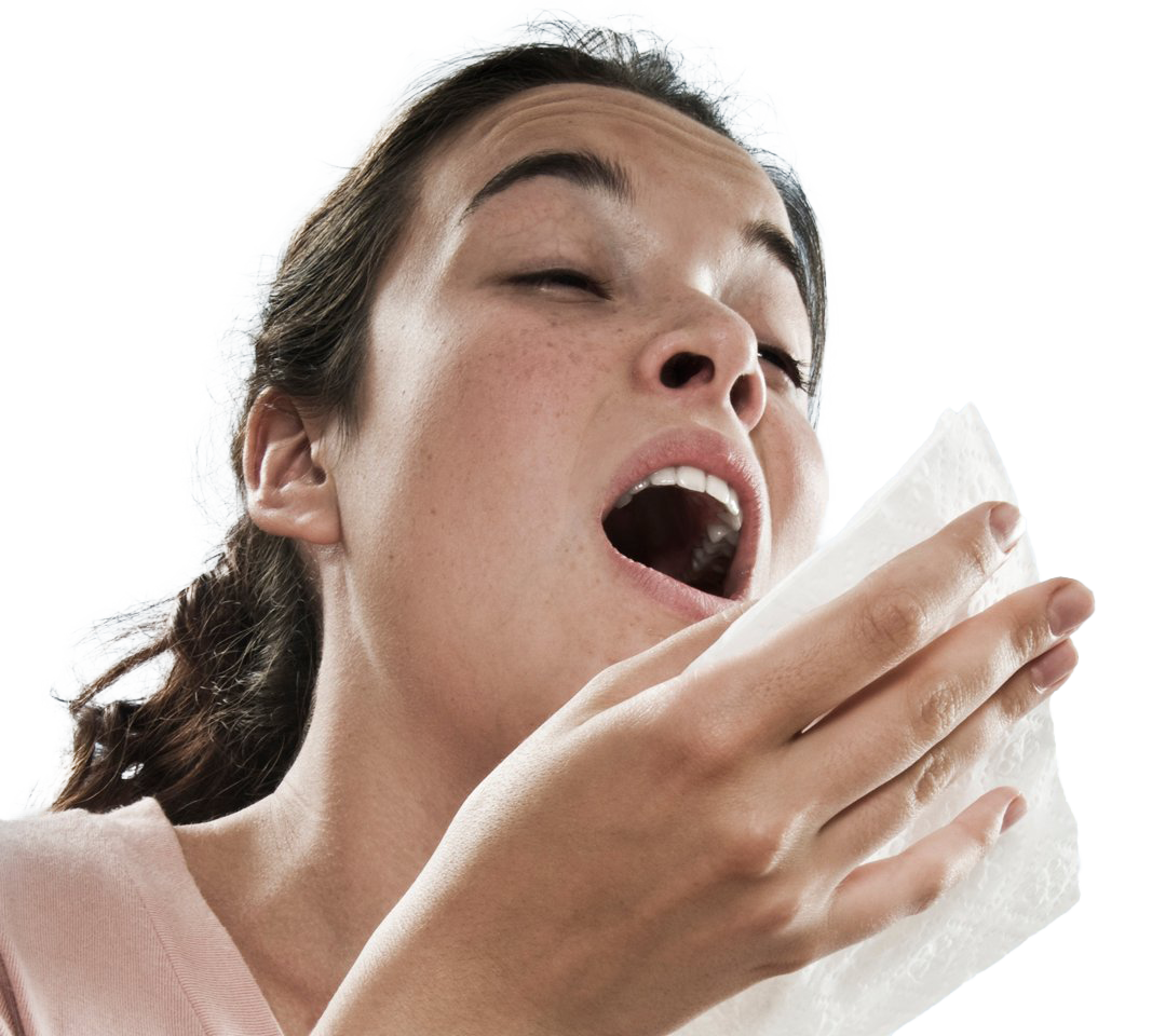 Sneezing Woman PNG High-Quality Image