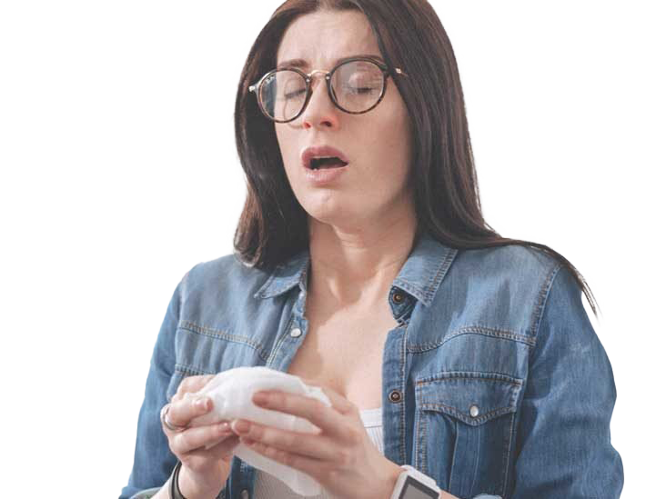 Sneezing Woman PNG Transparent Image