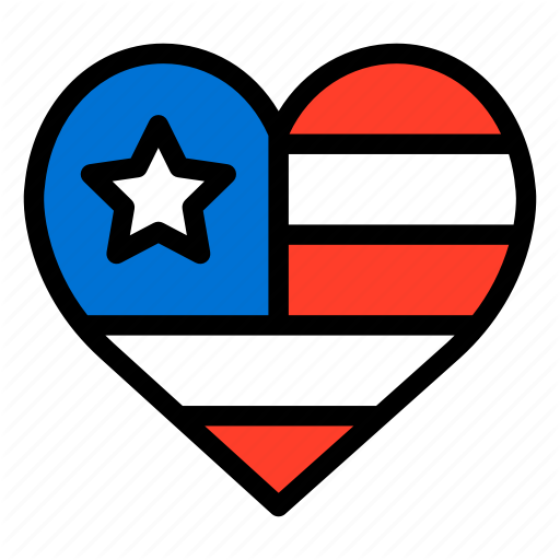 Американский флаг сердца PNG высококачественный образ