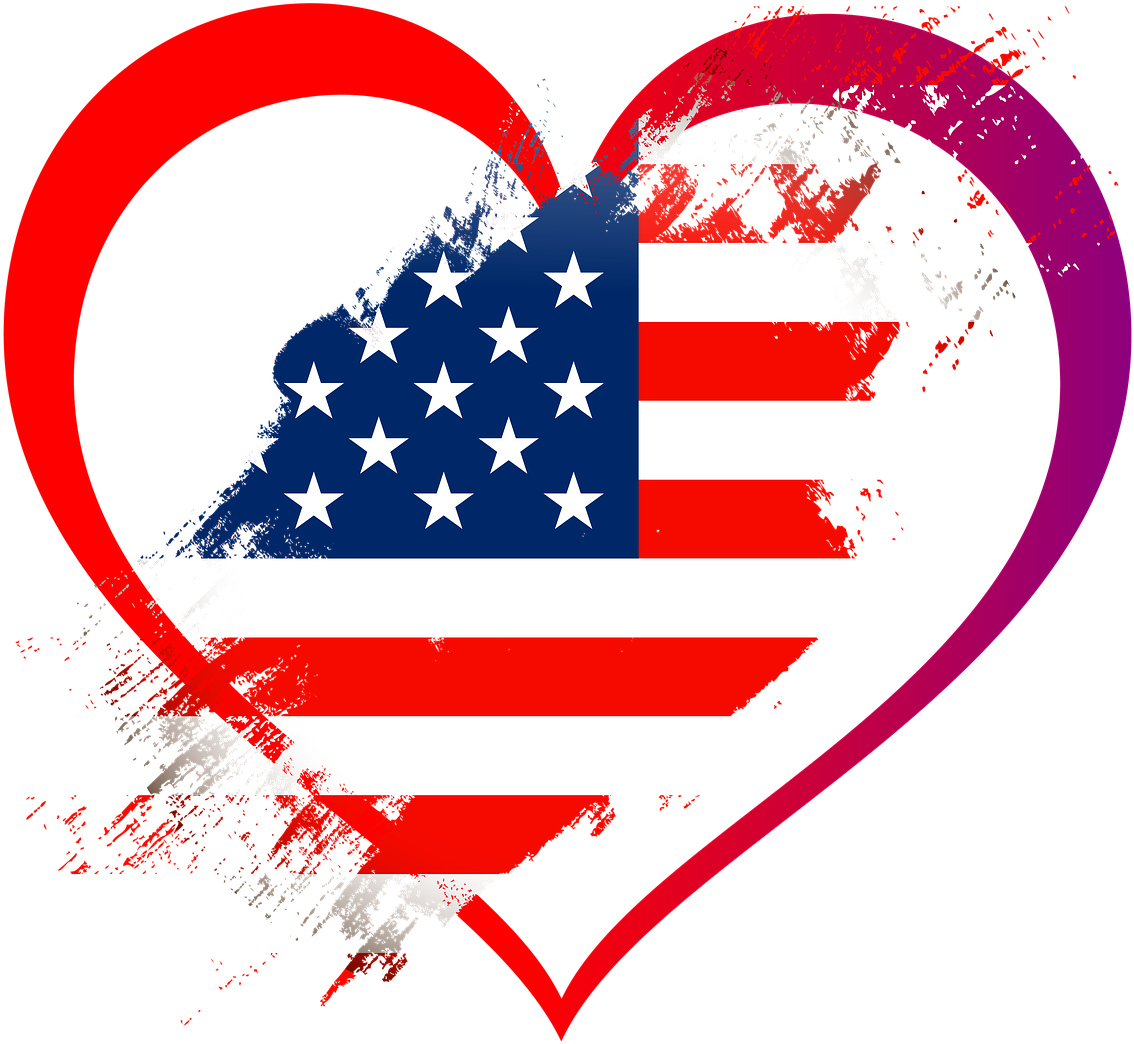 미국 국기 심장 투명 이미지