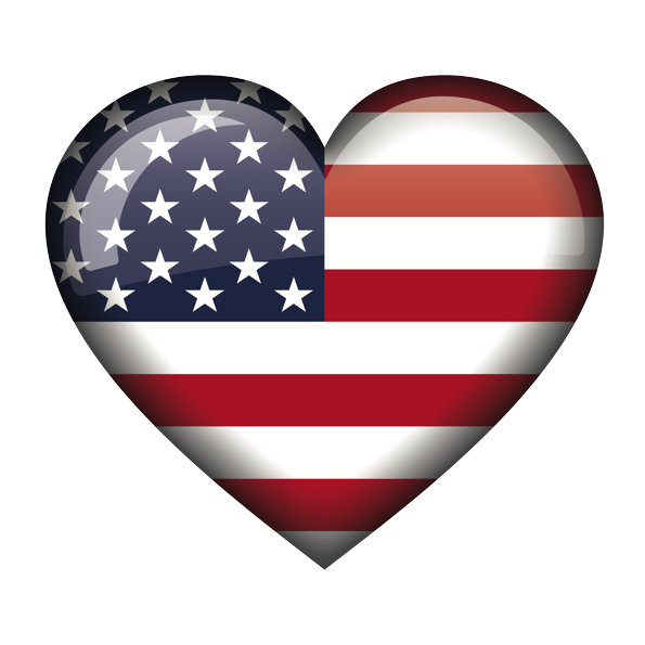 العلم الأمريكي القلب شفافة