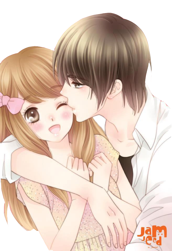 Anime Girl Boy Hugging PNG Pic