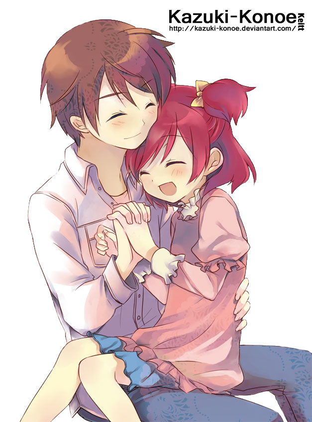 Anime Girl Boy Abrazando la imagen PNG