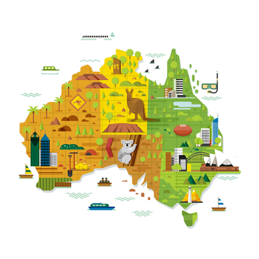Australië kaart PNG achtergrondafbeelding