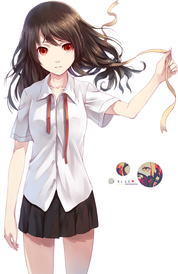 Anime Girl Brown Hair Transparent Background