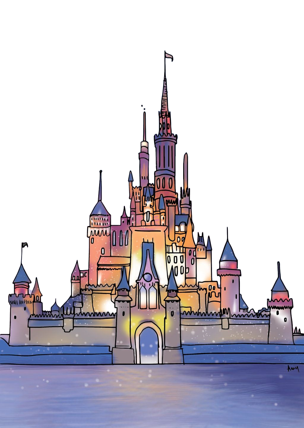 Immagine di PNG gratuita della città di fantasia del castello