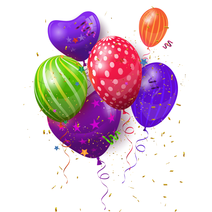 Fondo de imagen de PNG de globos de cumpleaños coloridos