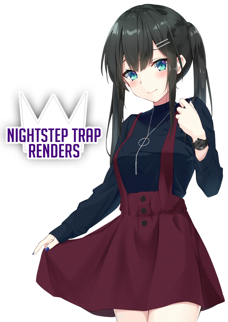 Cute Anime Girl Render PNG Image Background