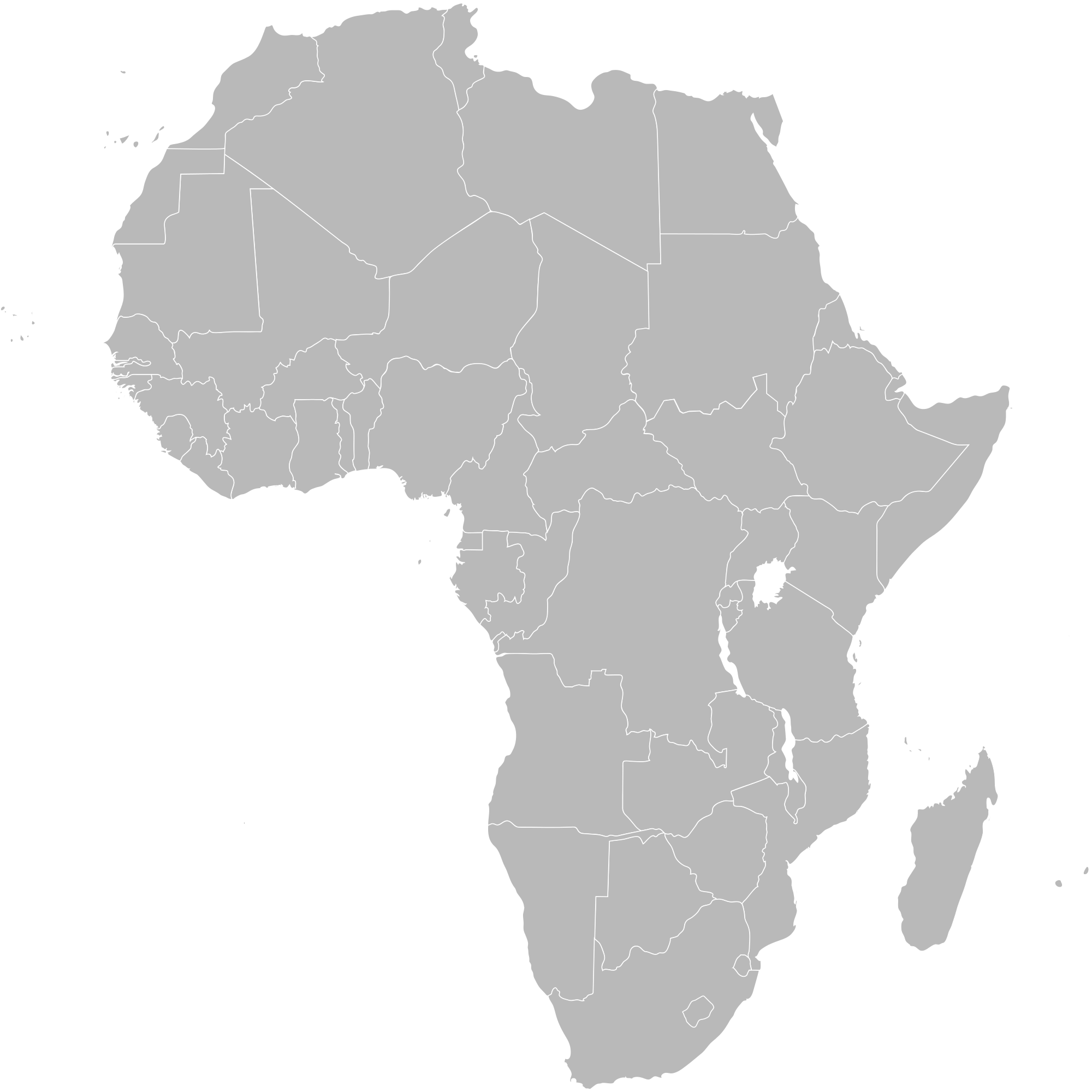 Grey Africa Map PNG Image