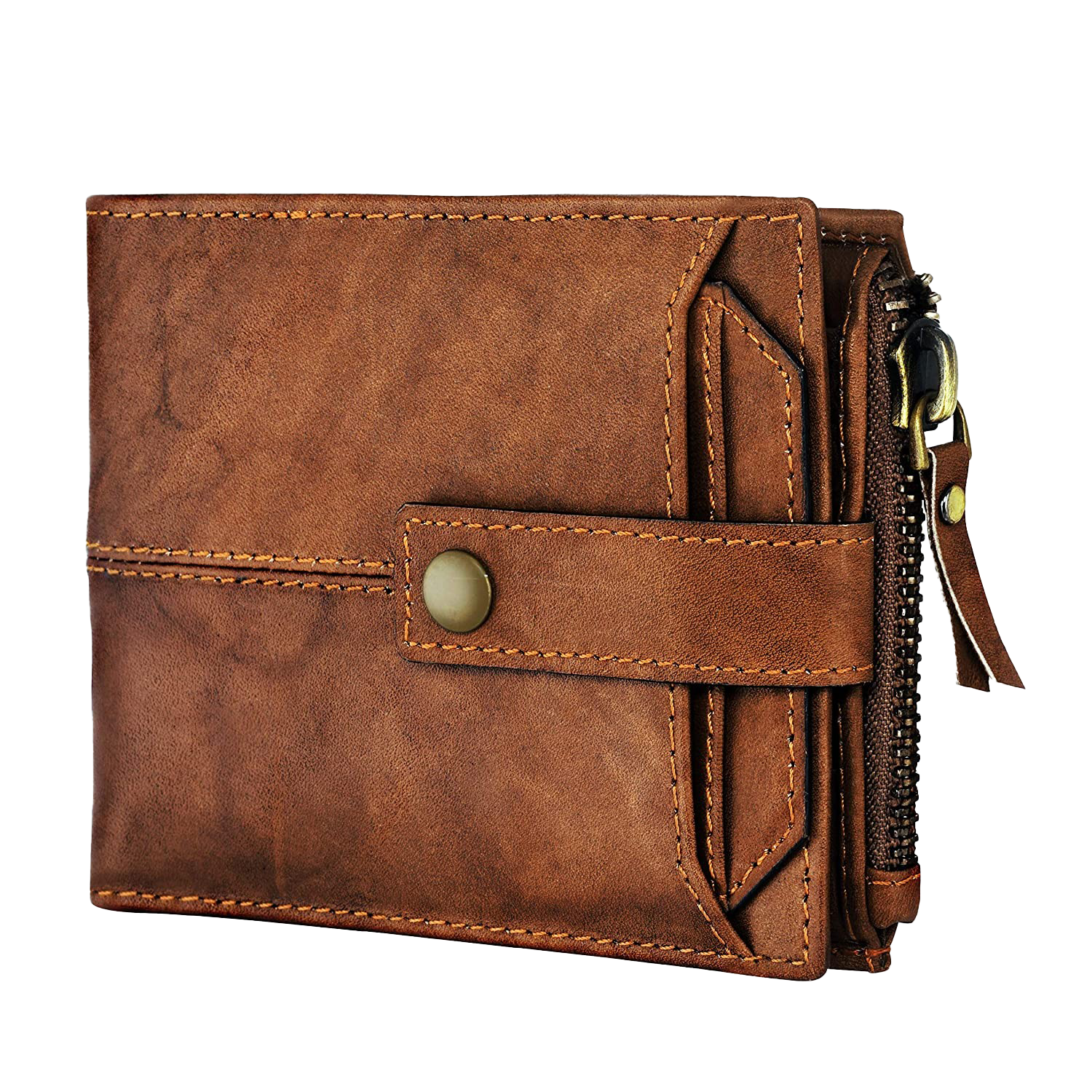 Personalized Tan Brown Men Wallet - The Crazy | Feel the Quality