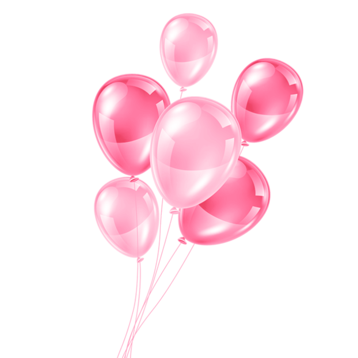 Imagem transparente de balões cor-de-rosa metálicos