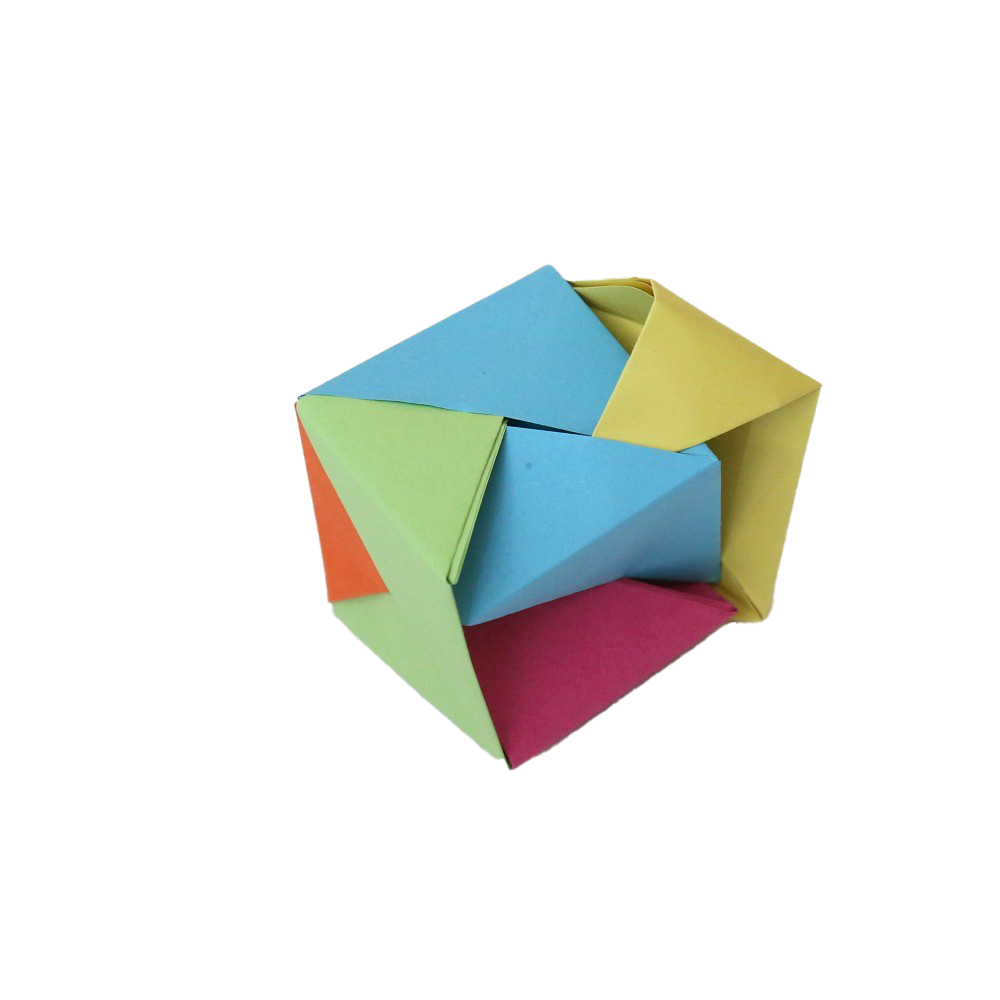 Origami Cube Transparent Background PNG