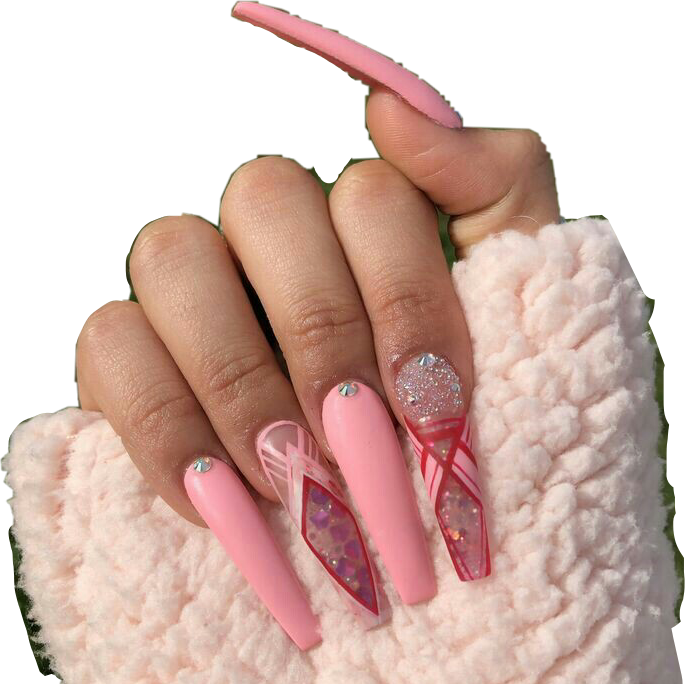 Nails de acrílico rosa PNG Pic