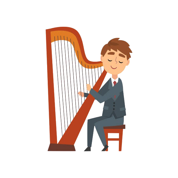 Playing Harp Vector PNG Image Background