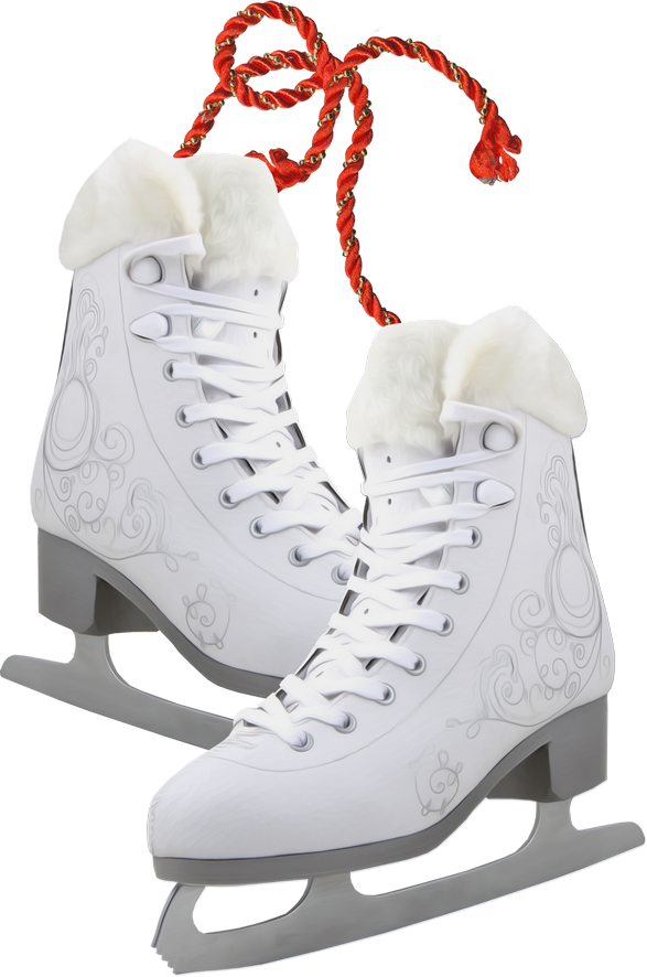 흰색 아이스 스케이팅 신발 투명 배경 PNG