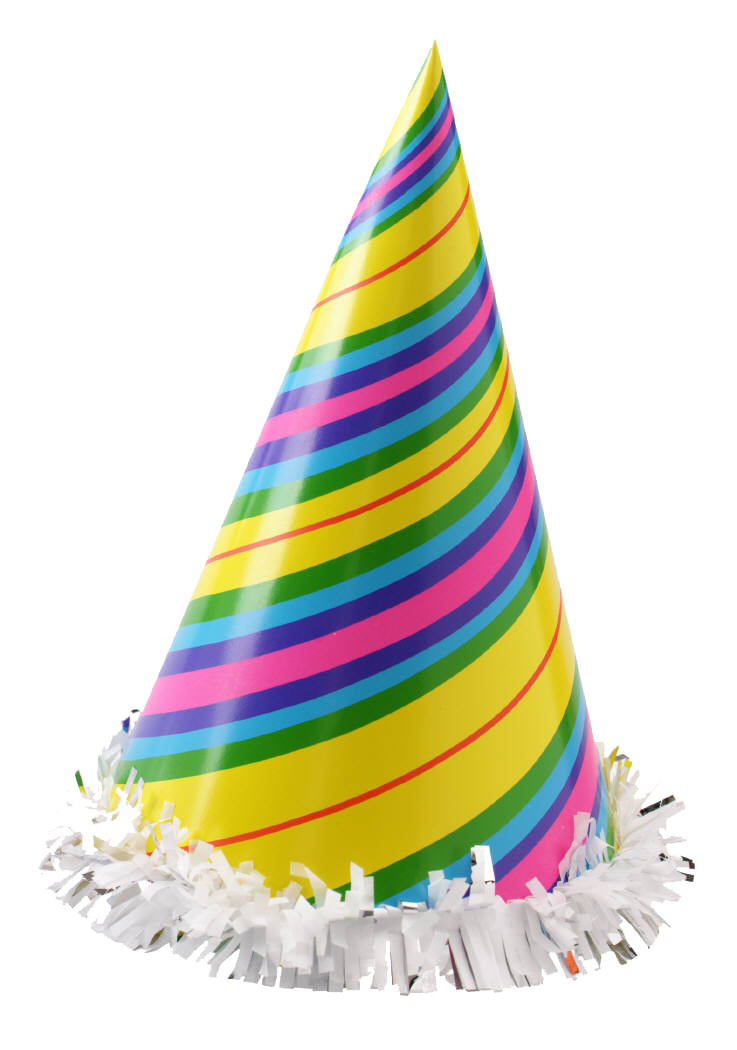 다채로운 생일 모자 PNG 배경입니다