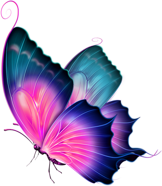 Flying Butterflies الأزرق PNG