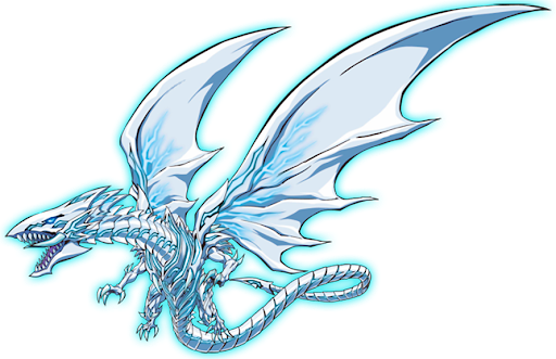 Neon Blue Eyes White Dragon PNG Fondo Transparente