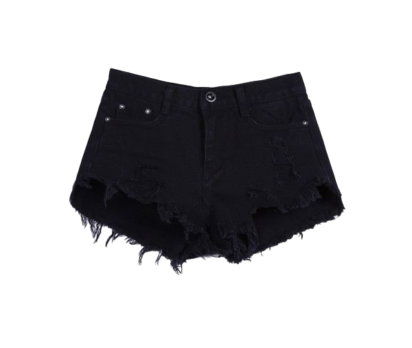 Pantalones cortos negros rasgados PNG hd photo