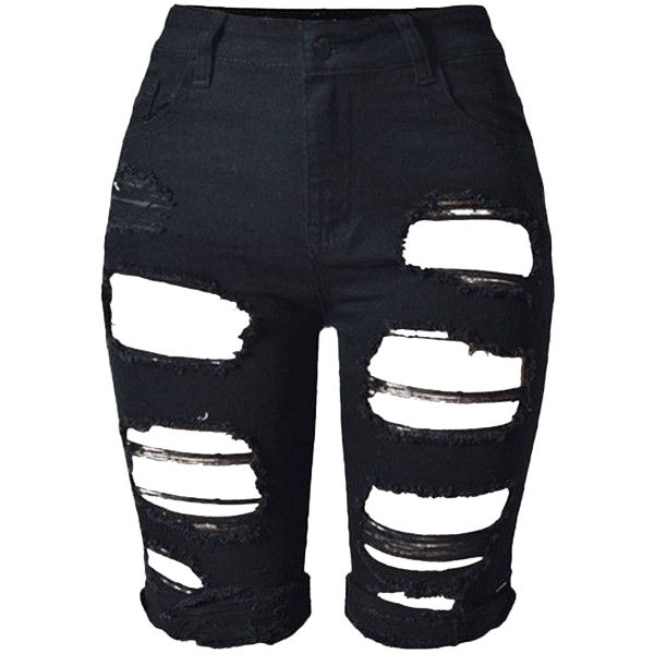 Pantalones cortos negros rasgados PNG HD calidad