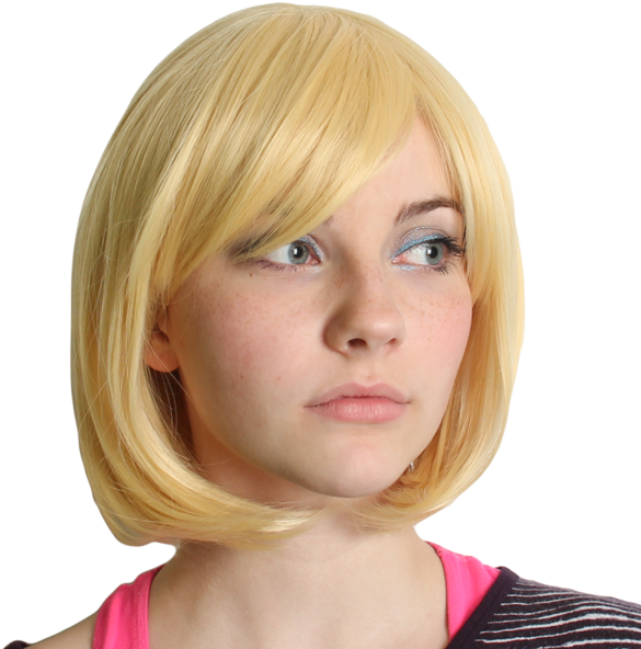 Short Blonde Wig PNG HD Quality