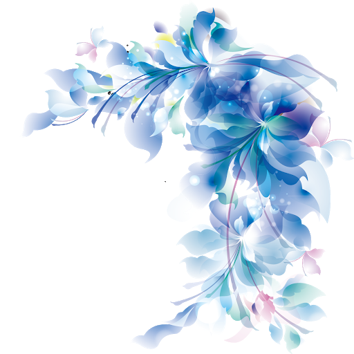 Vector Blue Flowers PNG Background