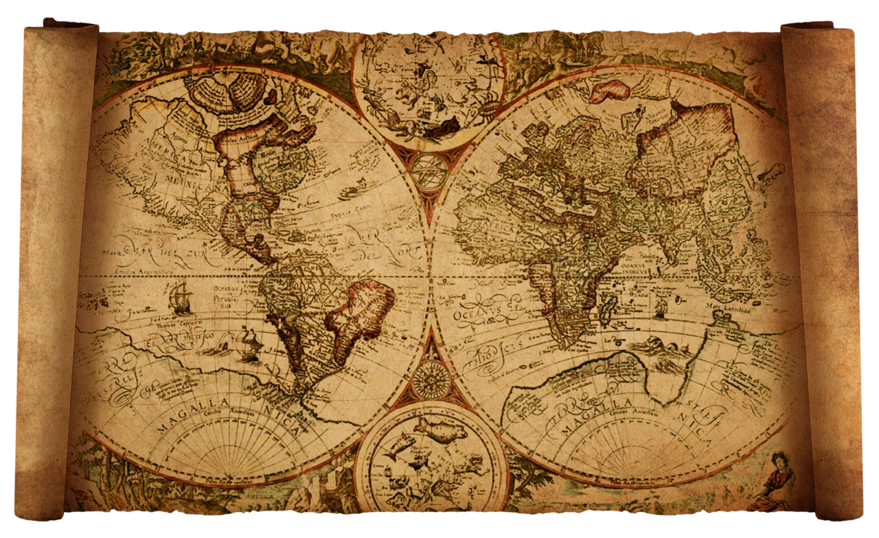 Mappa antica del mondo vintage PNG